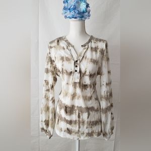 AMERICAN RAG Framed Henley Tie Dye Top